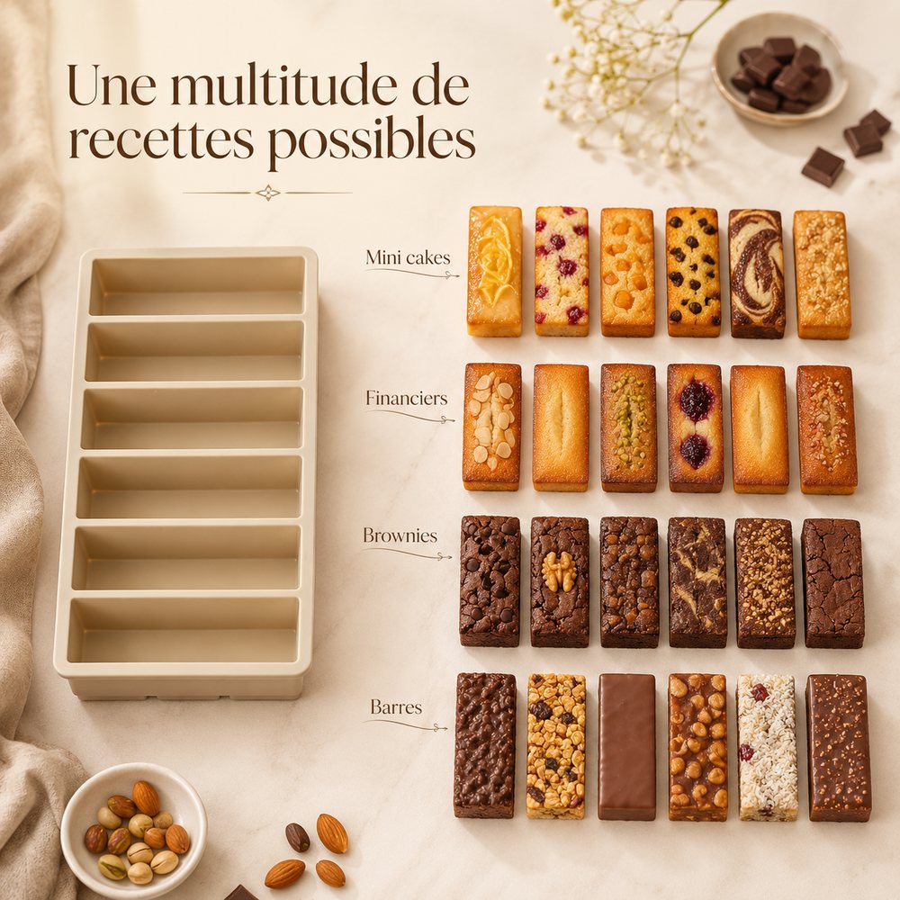 Mini cakes, financiers, brownies et barres r&eacute;alis&eacute;s avec le moule